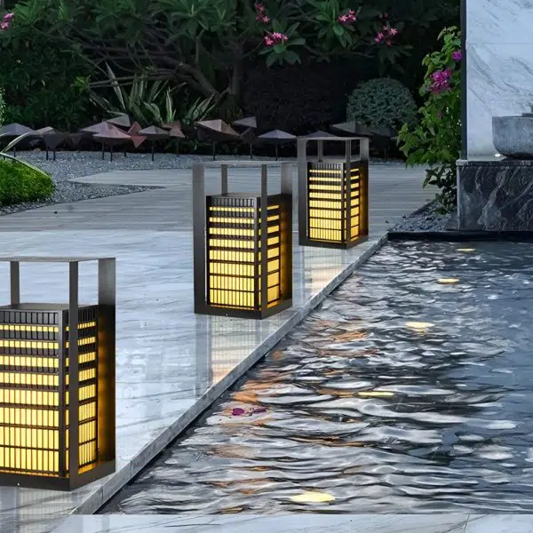 Black Industrial LED Outdoor Pathway Lantern - Building-Inspired Cuboid Design - Image 5