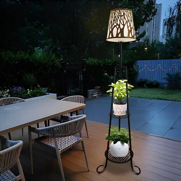 Modern Outdoor Floor Lamp with Shelves - Image 2