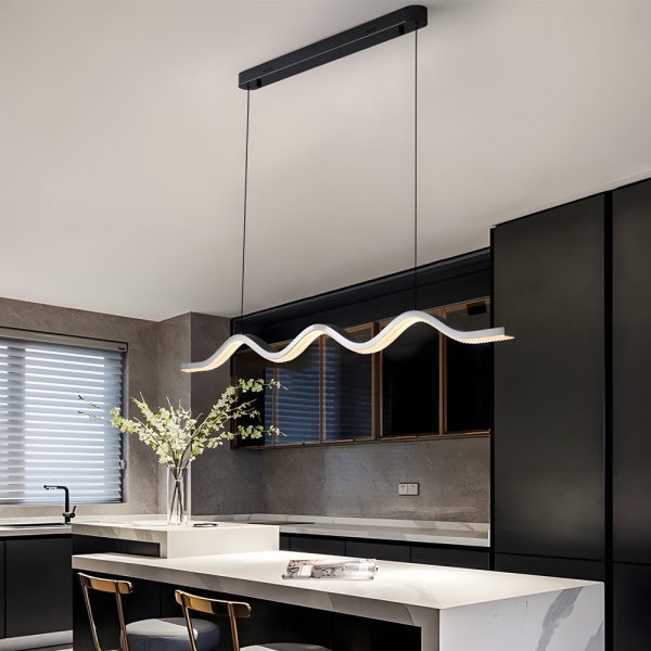 1-Light Black Wave Linear LED Pendant Light - Image 3