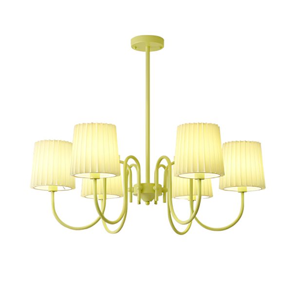 Pleated Fabric Retro Pastoral Green French Style Chandelier Hanging Lights - Image 10