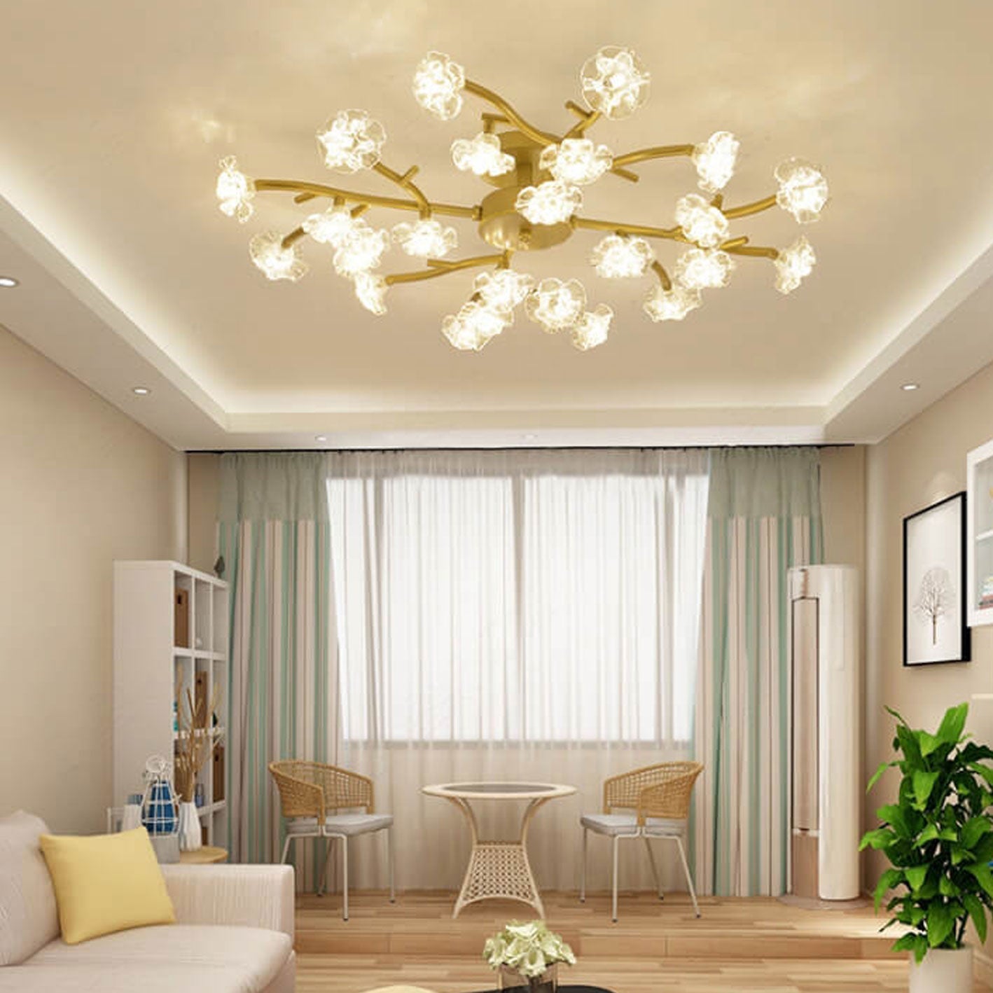 3-8e51c7ee-3324-4b76-89ab-c8286d474e16.jpg Nordic Creative Plum Blossom Tree Branch LED Semi-Flush Mount Ceiling Light - Image 1