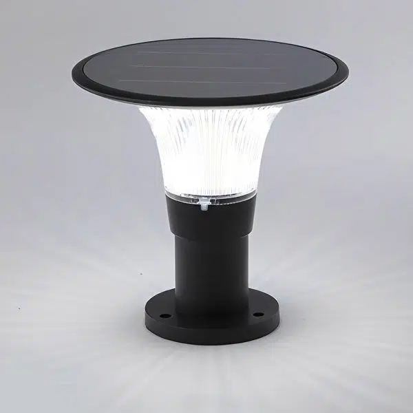 Round Dimmable LED Waterproof Black Modern Solar Fence Post Lights Pillar Lamp - Image 9