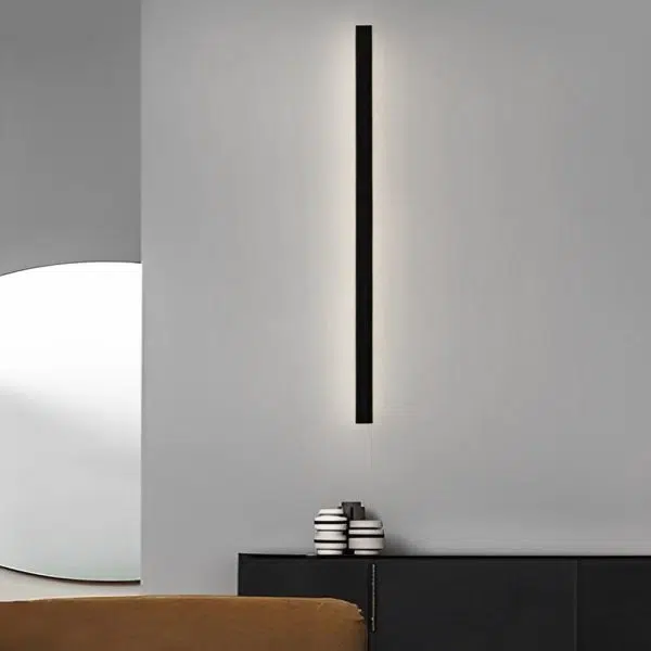Minimalist Long Strip LED Waterproof Black Modern Solar Wall Sconce Lighting - Image 5