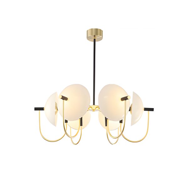 1/3/6 Heads Semicircular Opal Glass Dome Chandelier Aperture Pendant Light Hanging Ceiling Lighting - Image 7