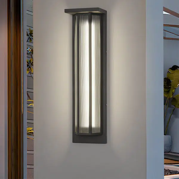 Black Rectangular Transparent Acrylic LED Outdoor Wall Lights - Image 2