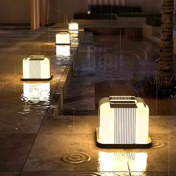 Square Creative LED Waterproof PE Shade Modern Solar Fence Post Lights - Image 2