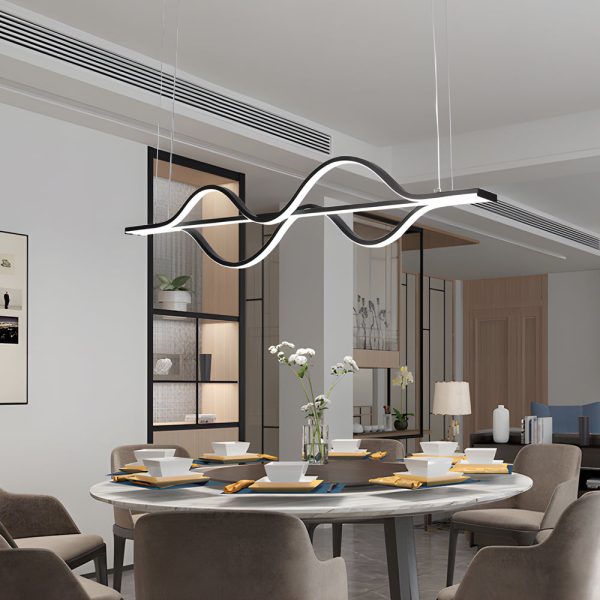 Simple Long Waves Lines 3 Step Dimming Modern Dining Room Chandeliers - Image 3
