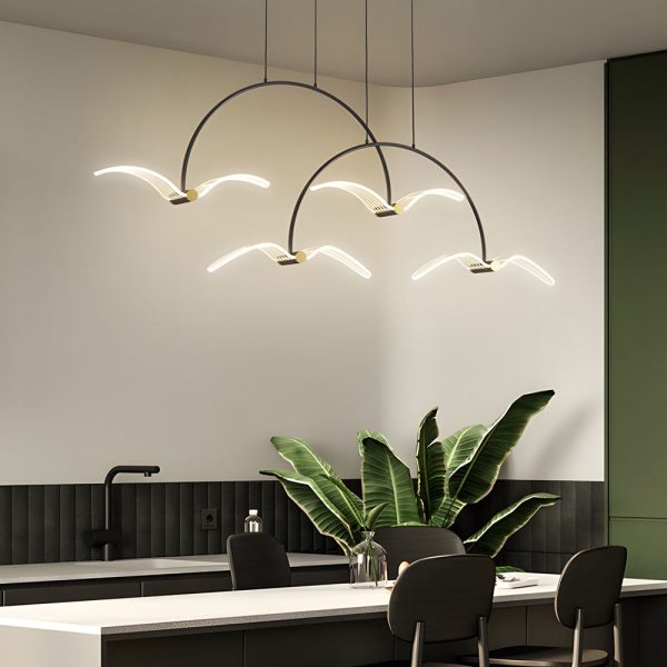 2/4-Light Modern LED Acrylic Seagull Linear Chandelier for Dining - Image 3