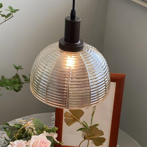 9.44 In. Vintage 1-Light Glass Dome Pendant Light - Image 2