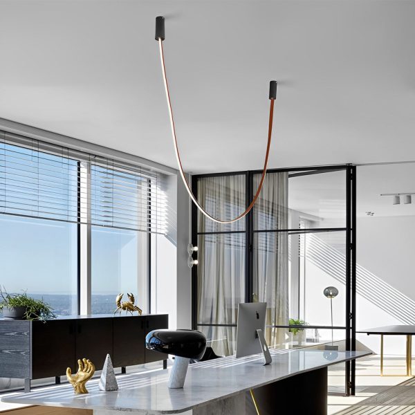 Flexible Long Art Leather Belts Minimalist Duplex Staircase Chandelier - Image 2