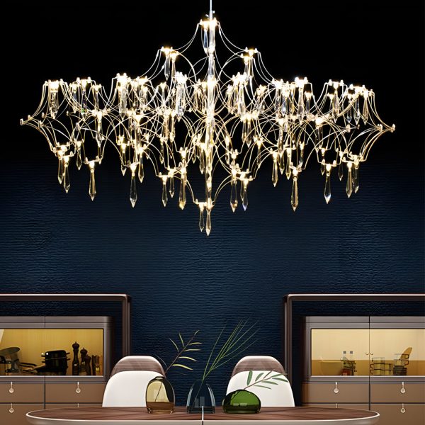 Stainless Steel Crystal Pendants Raindrops LED Italian Style Chandelier - Image 2