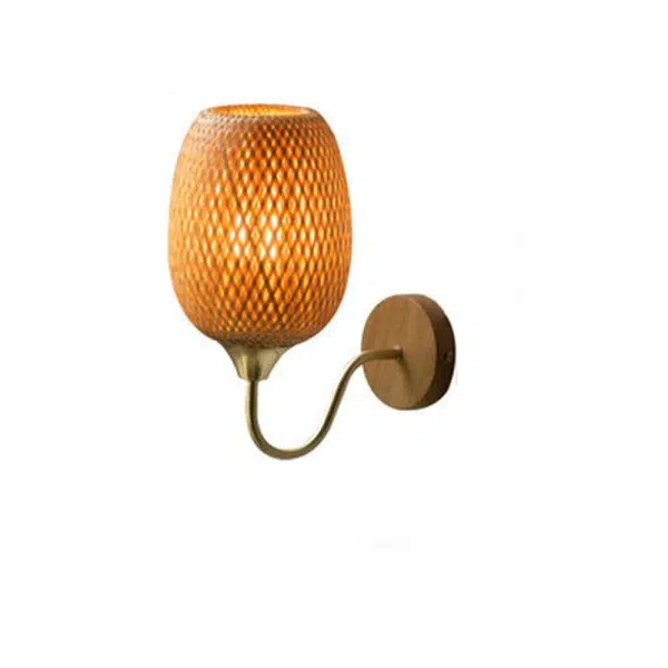 Modern Bamboo Weaving Handwoven Round Lampshade 1-Light Wall Sconce Lamp - Image 15