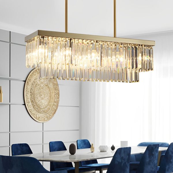 Rectangular LED Three Step Dimming Crystal Strips Postmodern Chandelier - Image 3