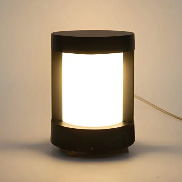 Black Cylindrical LED Pathway Lights Solar and Wired Outdoor Lighting Solutions - Image 5