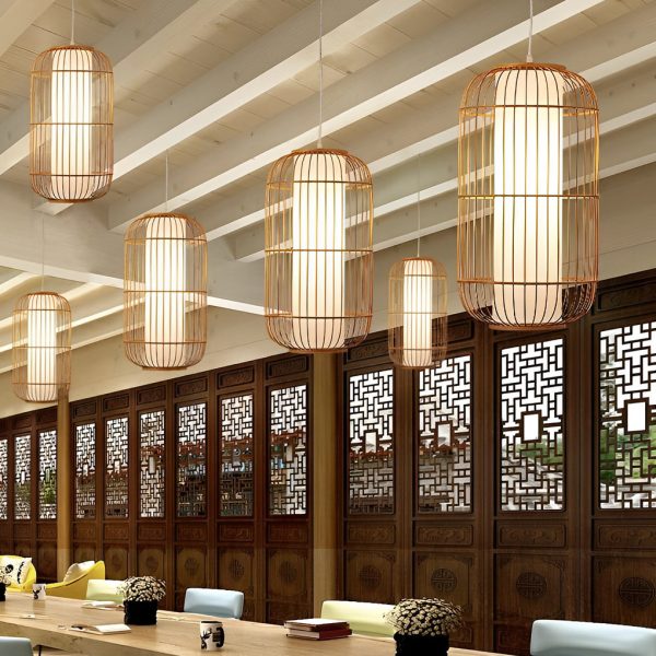 Light Burlywood Innovatively Shaped Bamboo Hand Woven Pendant Light - Image 5