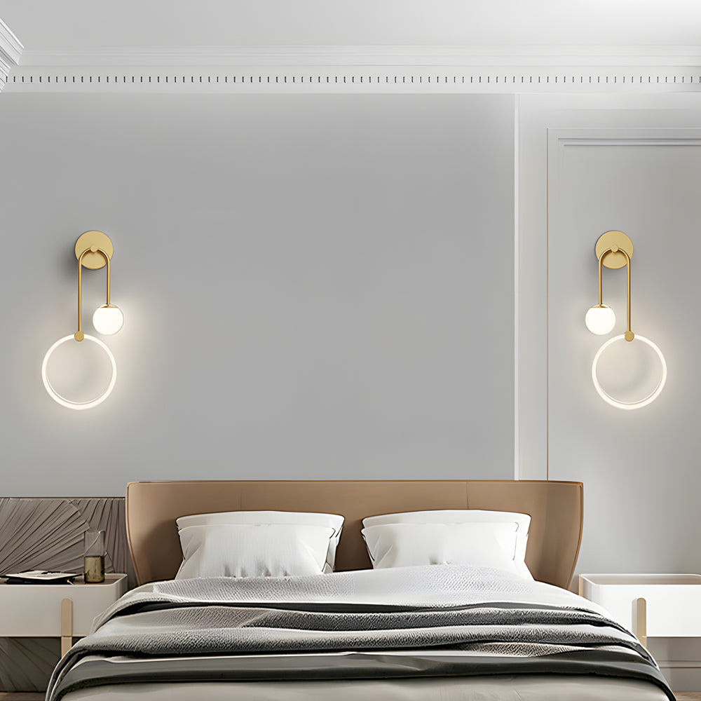 3-a02e35b8-48f3-4af0-906c-abc2fb953861.jpg Modern 2-Light LED Wall Sconces with Acrylic Ring and Frosted Globe - Image 1