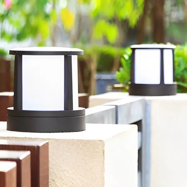 Cylindrical Aluminum LED Waterproof Black Outdoor Fence Post Lights - Image 2