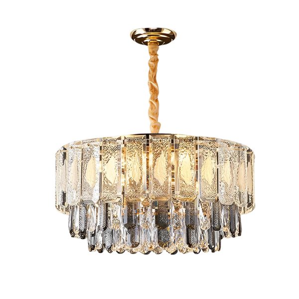 Round Three Step Dimming LED Crystal Strips Postmodern Chandelier Light - Image 9