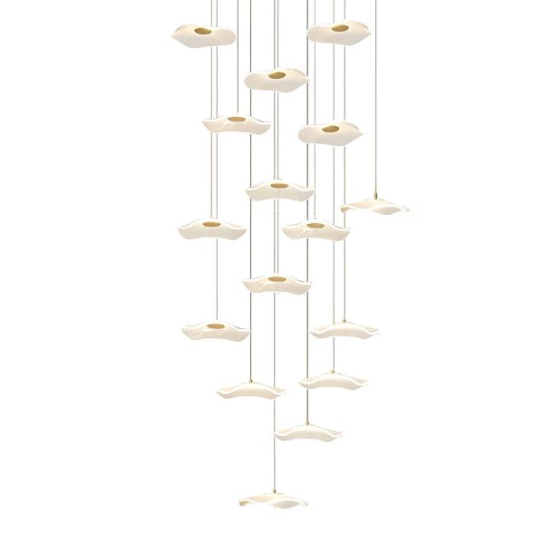 Small Acrylic Lotus Leaves LED Creative Modern Staircase Chandelier - Image 9