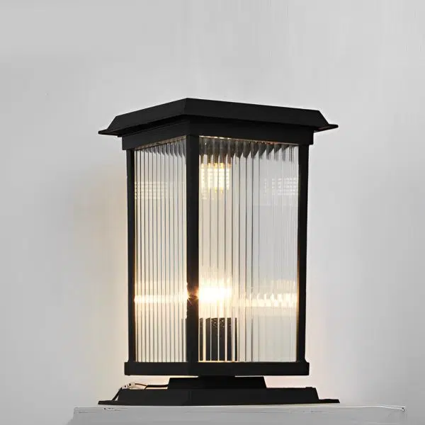 Retro Glass LED Waterproof Matte Black Modern Solar Fence Post Lights - Image 7