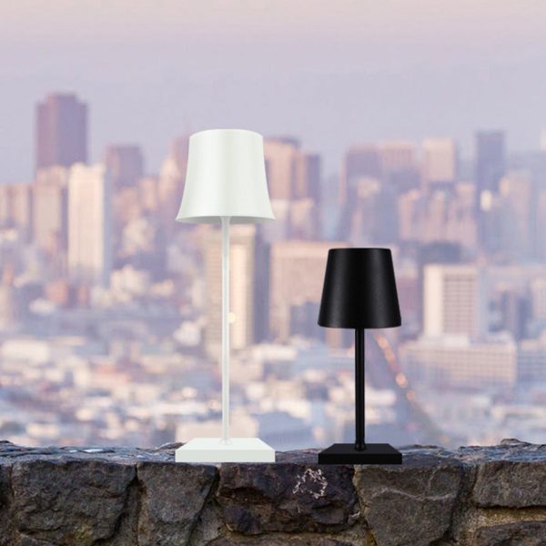 15 Inch Cordless Modern Cool Hue Metal Table Lamp Black/White - Image 7