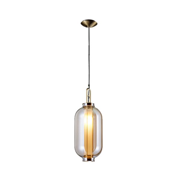 1-Light Amber Glass Shade Post-Modern Pendant Lights Hanging Lamp - Image 10