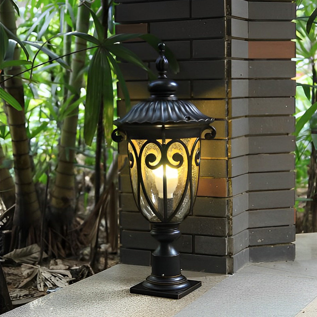 3-b2b08474-721a-45f6-a557-85507256b5cc.jpg Round Bubble Glass Waterproof Black European Style Outdoor Pillar Lamp - Image 1