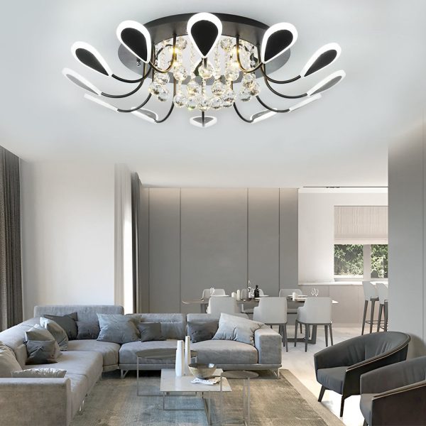 Creative Flower Shaped Dimmable LED Crystal Modern Ceiling Lights - Image 3
