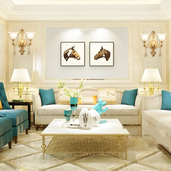 2 Lights Flowers Crystal Glass Three Step Dimming European-Style Wall Lamp - Image 2