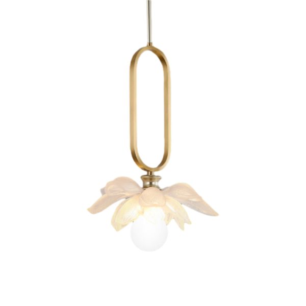 Creative Lotus Flowers Luminous Copper Oval Ring LED Modern Pendant Lights - Image 19