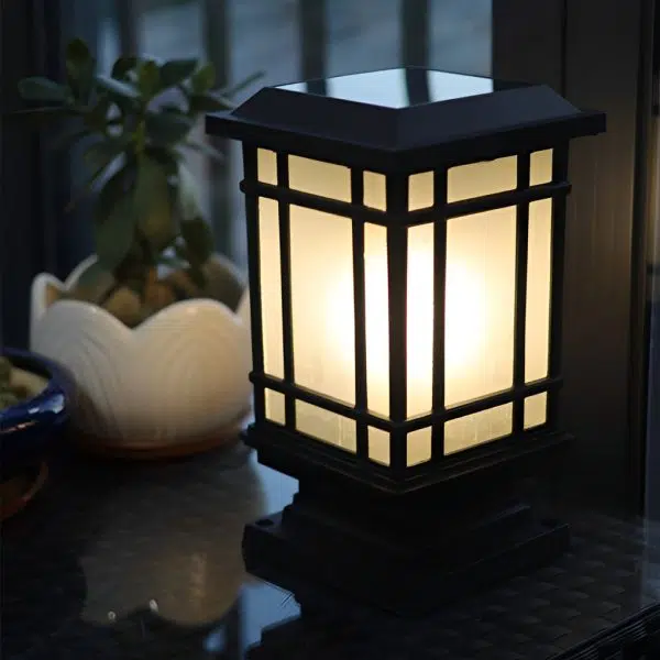 Outdoor Waterproof 3 Step Dimming Black Modern Solar Fence Post Lights - Image 2