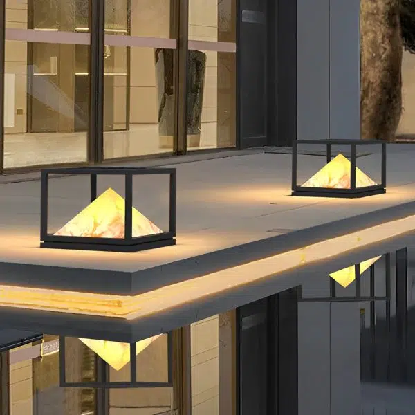 Square Mountain LED Waterproof IP65 Black Modern Solar Pillar Lights - Image 2