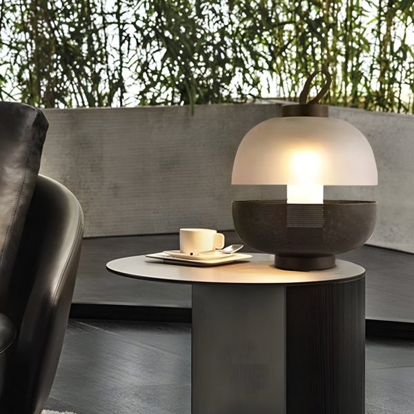 Mesh Metal and Frosted Glass LED 11 inch Table Lamp - Image 2