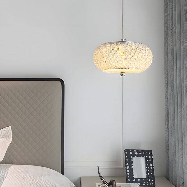 Small Round Drum Crystal LED 3 Step Dimming Luxury Modern Pendant Lights - Image 3