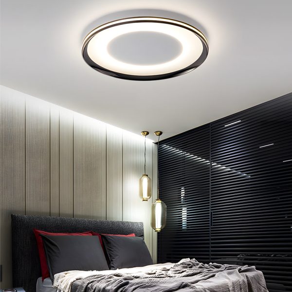 Round Black LED Flush Ceiling Light - Image 3