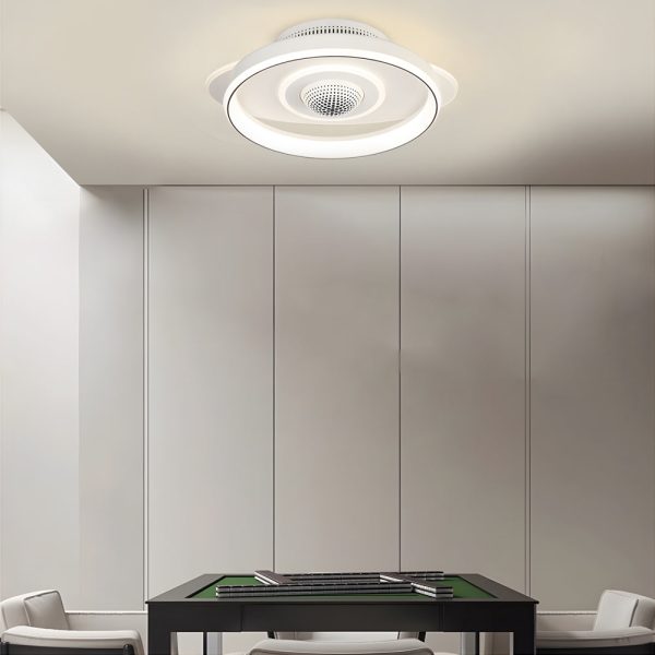 LED Smart Bladeless Ceiling Fan Round White Ceiling Fans with Dimmable Light - Image 3
