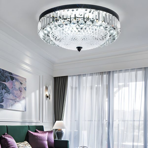 Round Crystal LED 3 Step Dimming Luxury American Style Ceiling Lights - Image 3