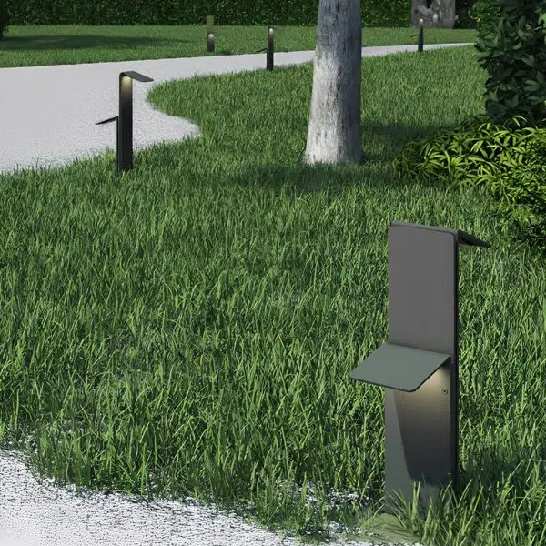 Modern Vertical LED Solar Pathway Lights Dual Panel Downlighting Design - Image 5