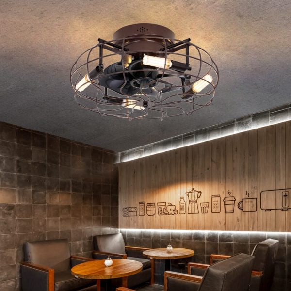 Industrial Retro Tungsten Light Bulb 4-Light Flush Mount Ceiling Fan Light - Image 7