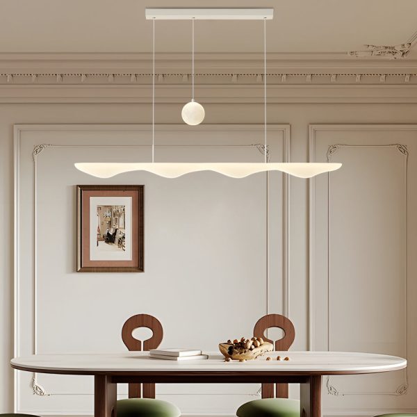 Long Strip Waves Moon Three Step Dimming White Creative Modern Chandelier - Image 2