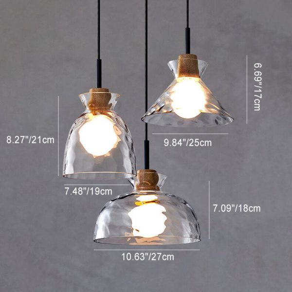 Nordic Clear Rippled Glass Shaded 1-Light Pendant Light - Image 21