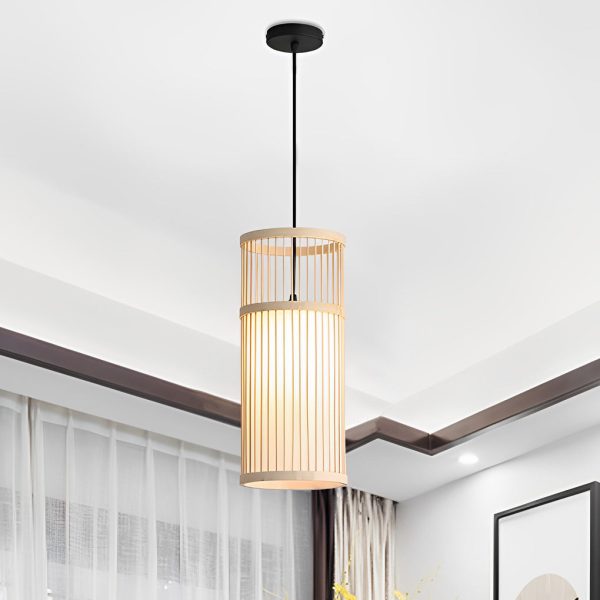 Creative Minimalist Bamboo Hand Woven LED Retro Modern Pendant Lights - Image 7