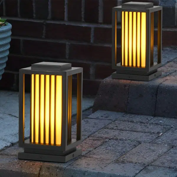 Modern Black LED Cage Pathway Lawn Lamp - Image 2