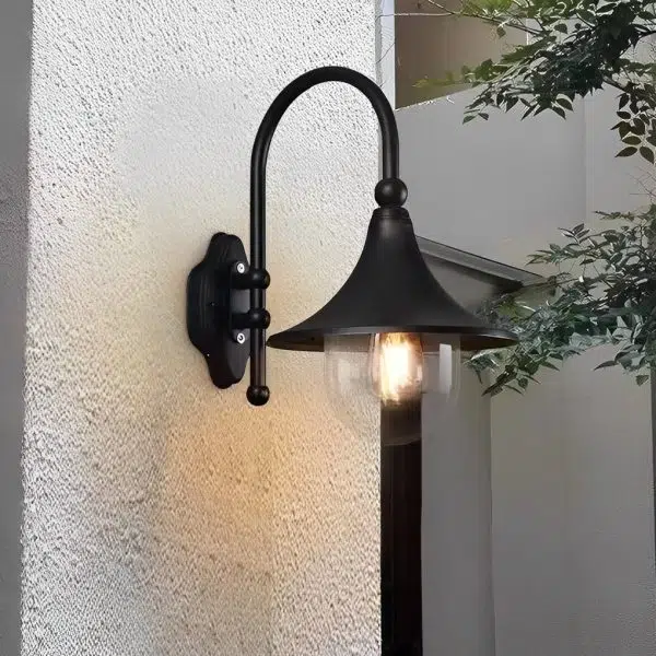 Creative Trumpet Shaped Waterproof LED Black Vintage Outdoor Wall Lamp - Image 3