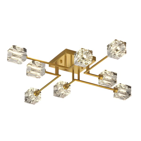 Modern Copper Crystal Cube Semi-Flush Mount Light Fixture, 4/6/8-Light - Image 12