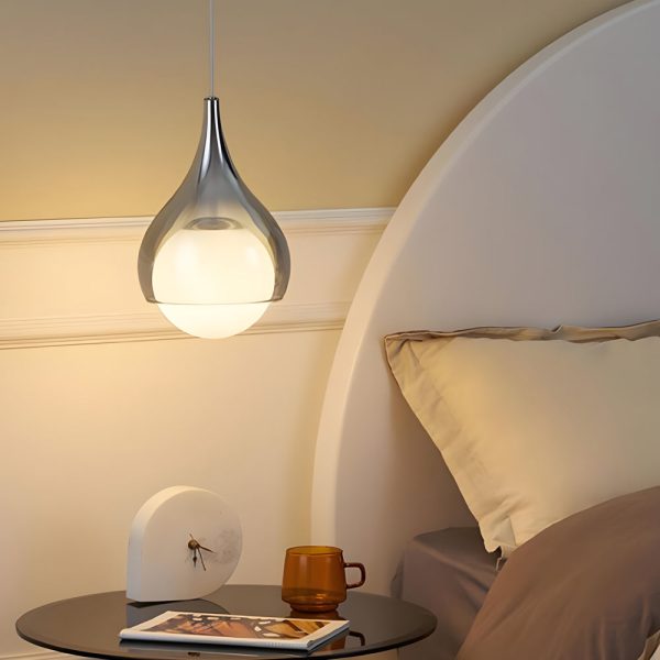 Modern 1-Light Teardrop Droplet Glass Pendant Light, Adjustable Height - Image 3