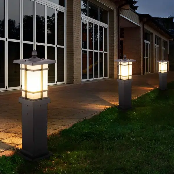 Modern Solar LED Lawn Lamp with Ancient Asian Style Top Waterproof Outdoor Light - Image 3
