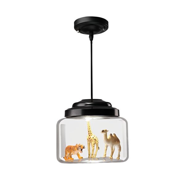 Personality Animal Model Decor Glass Jar LED Black Modern Pendant Light - Image 6