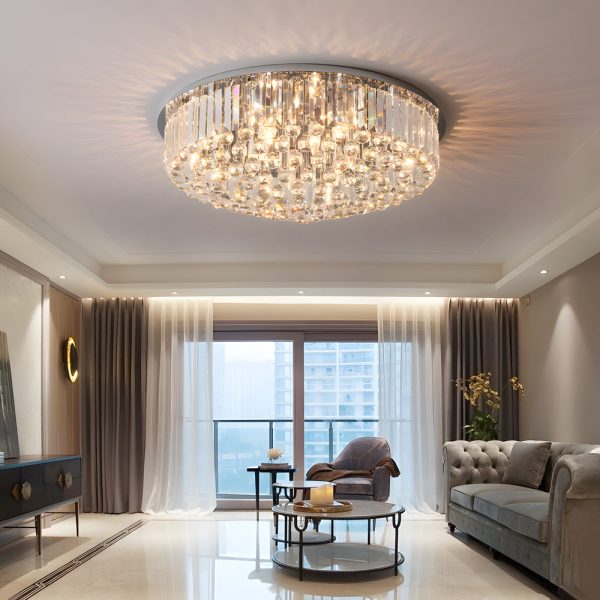 Round Light Luxury 3 Step Dimming Modern Crystal Ceiling Light Fixture - Image 2