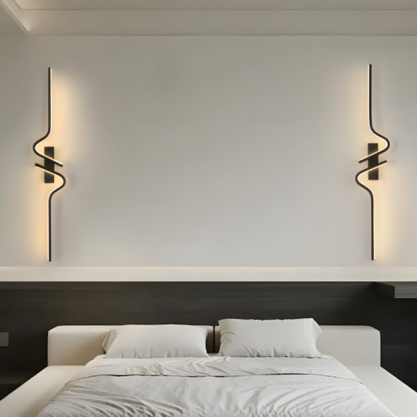 Minimalist Long Wave Aluminum Black Decorative LED Wall Lamp - Image 3